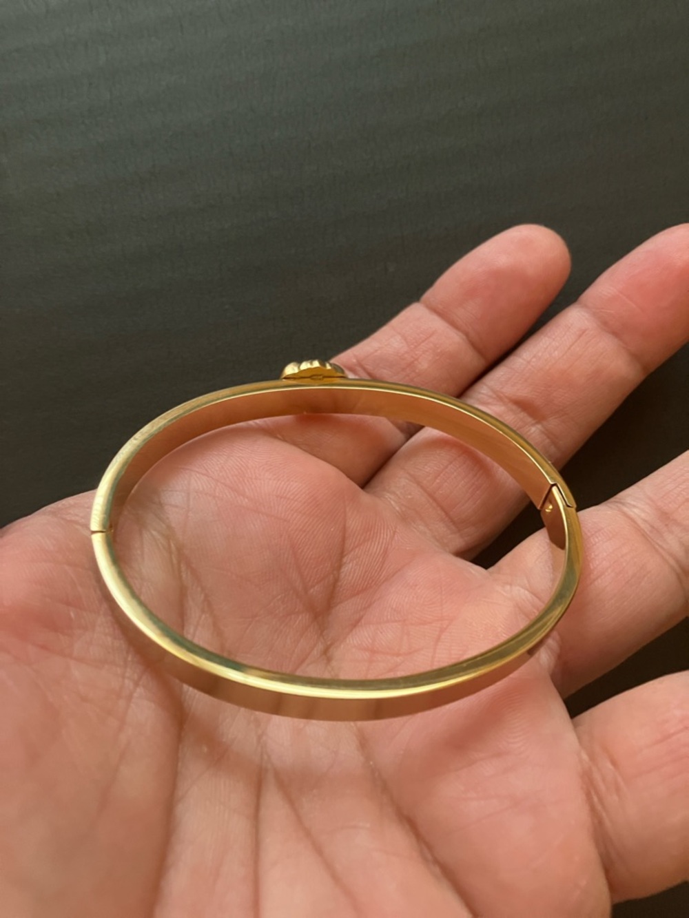 Gold-Tone Pink Medusa Bangle Bracelet - Picture 7 of 12